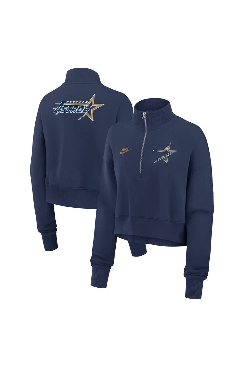 Women's Nike Navy Houston Astros Cooperstown Collection Phoenix Fleece Half-Zip Sweatshirt, Alternate, color, Navy