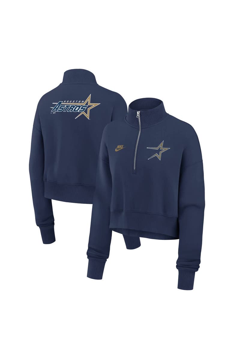 Nike Women's Nike Navy Houston Astros Cooperstown Collection Phoenix Fleece Half-Zip Sweatshirt, Alternate, color, Navy