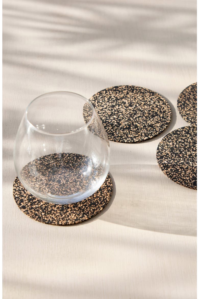 Dash Square Coasters Set of 6, Alternate, color, Natural Cork