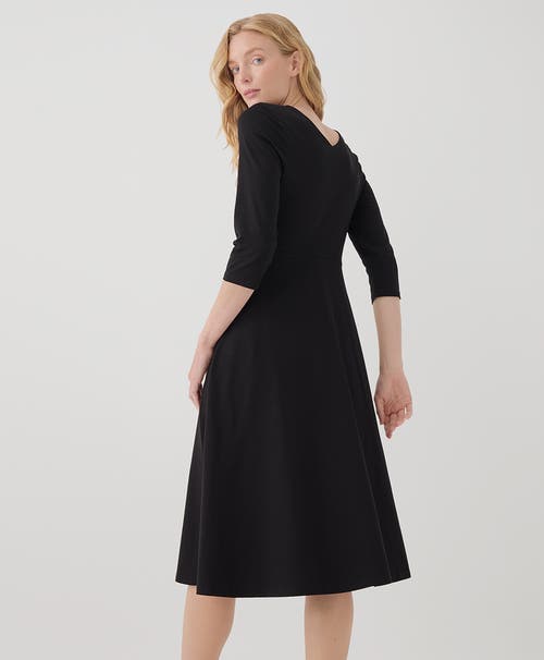 Pact Organic Cotton Fit & Flare Midi Party Dress In Black