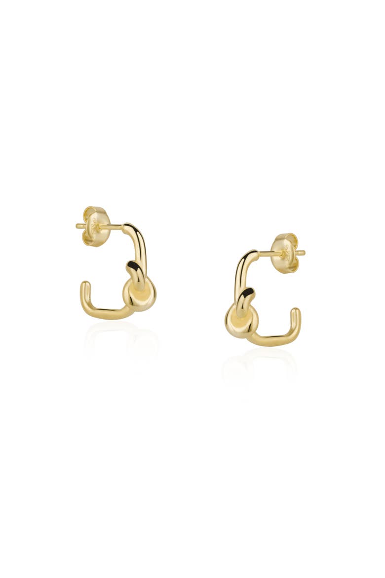 Semi Hoop Knot Sterling Silver Earrings, Main, color, Gold