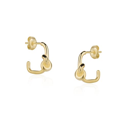 Spero London Semi Hoop Knot Sterling Silver Earrings In Gold