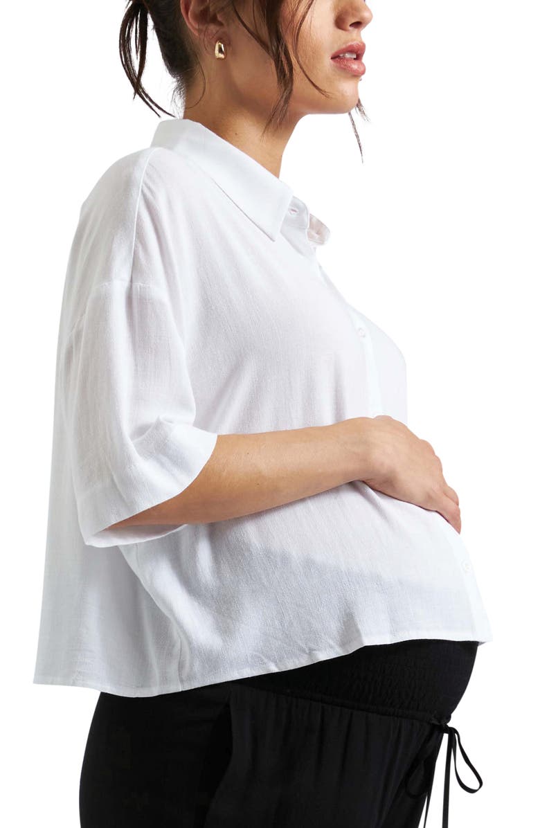 Ripe Maternity Farrah Crop Shirt, Alternate, color, White