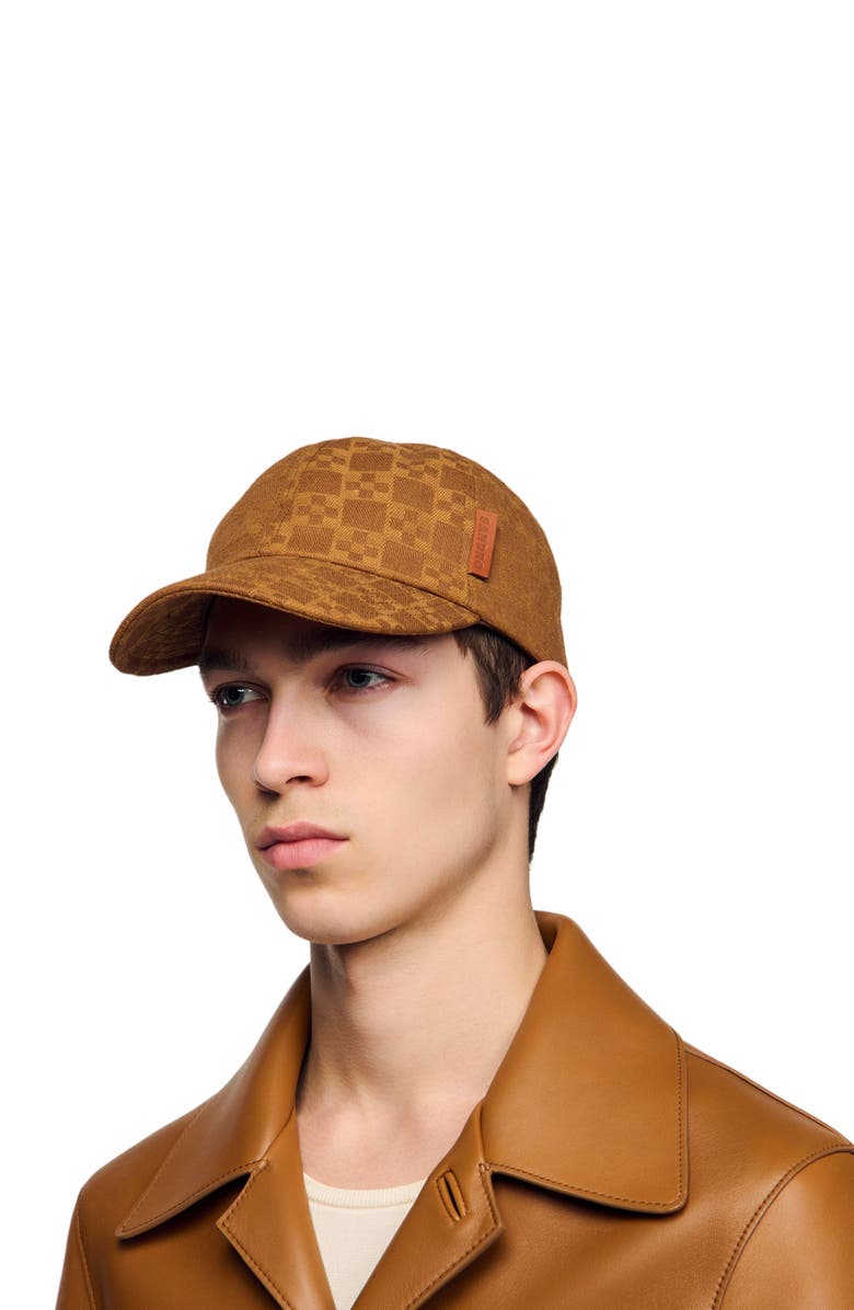 SANDRO Denim cap with cross motif, Alternate, color, Camel