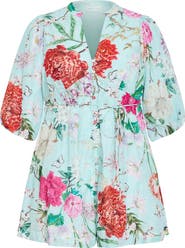 City Chic Flora Print Cotton Minidress