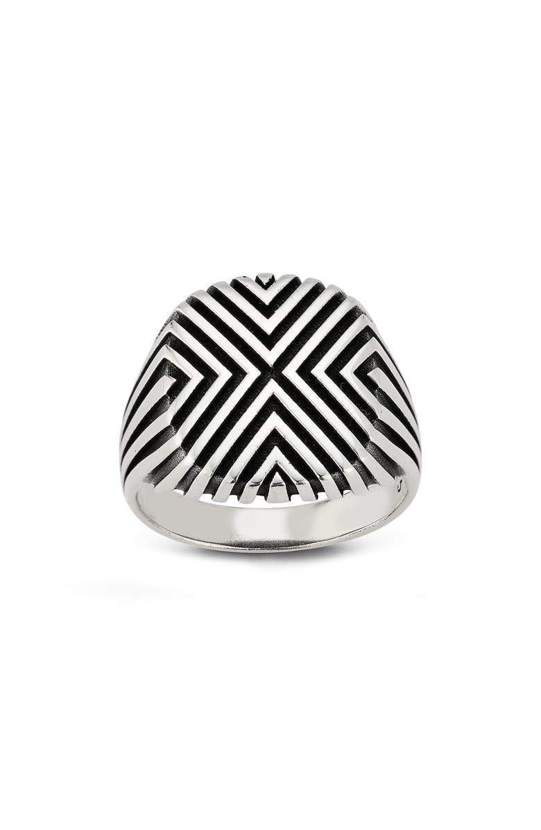 Yield of Men Men's 'X' Textured Signet Ring, Alternate, color, Silver