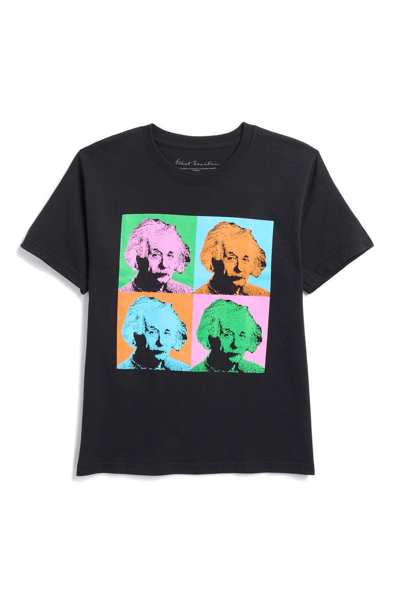 Kids' Einstein Pop Art Graphic T-Shirt, Main, color, BLACK