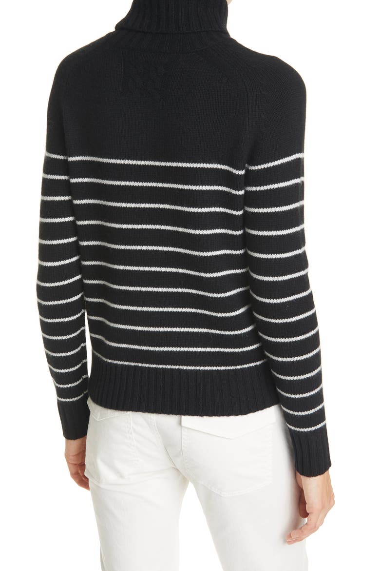 Molly Stripe Cashmere Turtleneck, Alternate, color, BLACK/ IVORY STRIPE