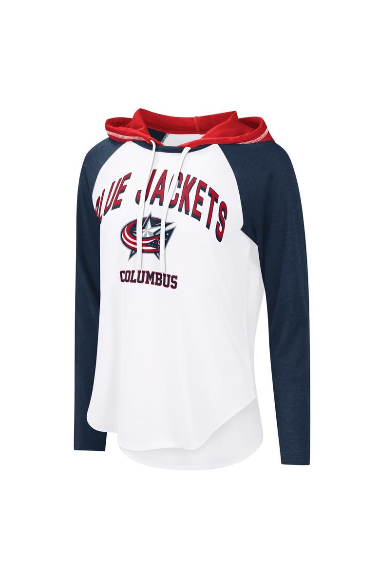 G-III 4HER BY CARL BANKS Women's G-III 4Her by Carl Banks White Columbus Blue Jackets VIP Raglan Long Sleeve Hoodie T-Shirt, Alternate, color, White