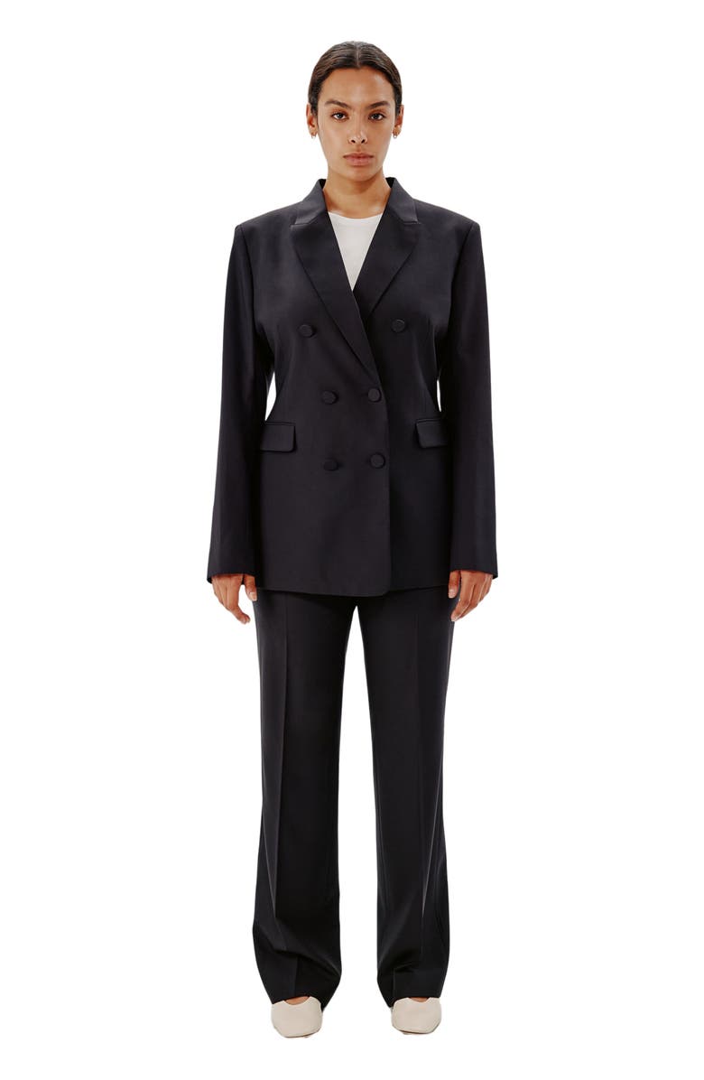 Another Tomorrow DOUBLE BREASTED JACKET, Main, color, Black