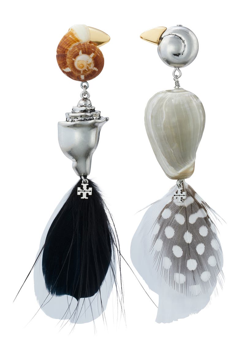 Feather Drop Earrings, Main, color, BLACK MULTI