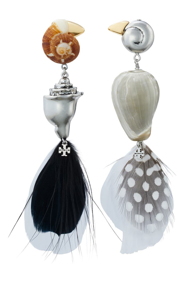 Tory Burch Feather Drop Earrings, Main, color,