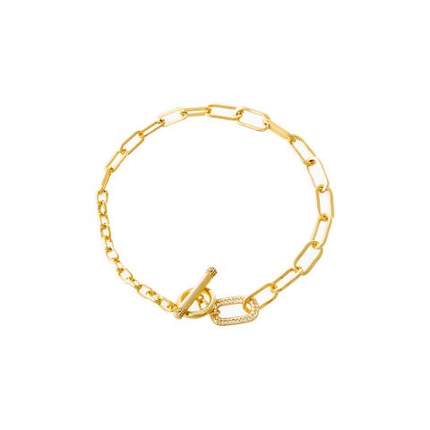 Pave Accented Toggle Multi Chain Bracelet