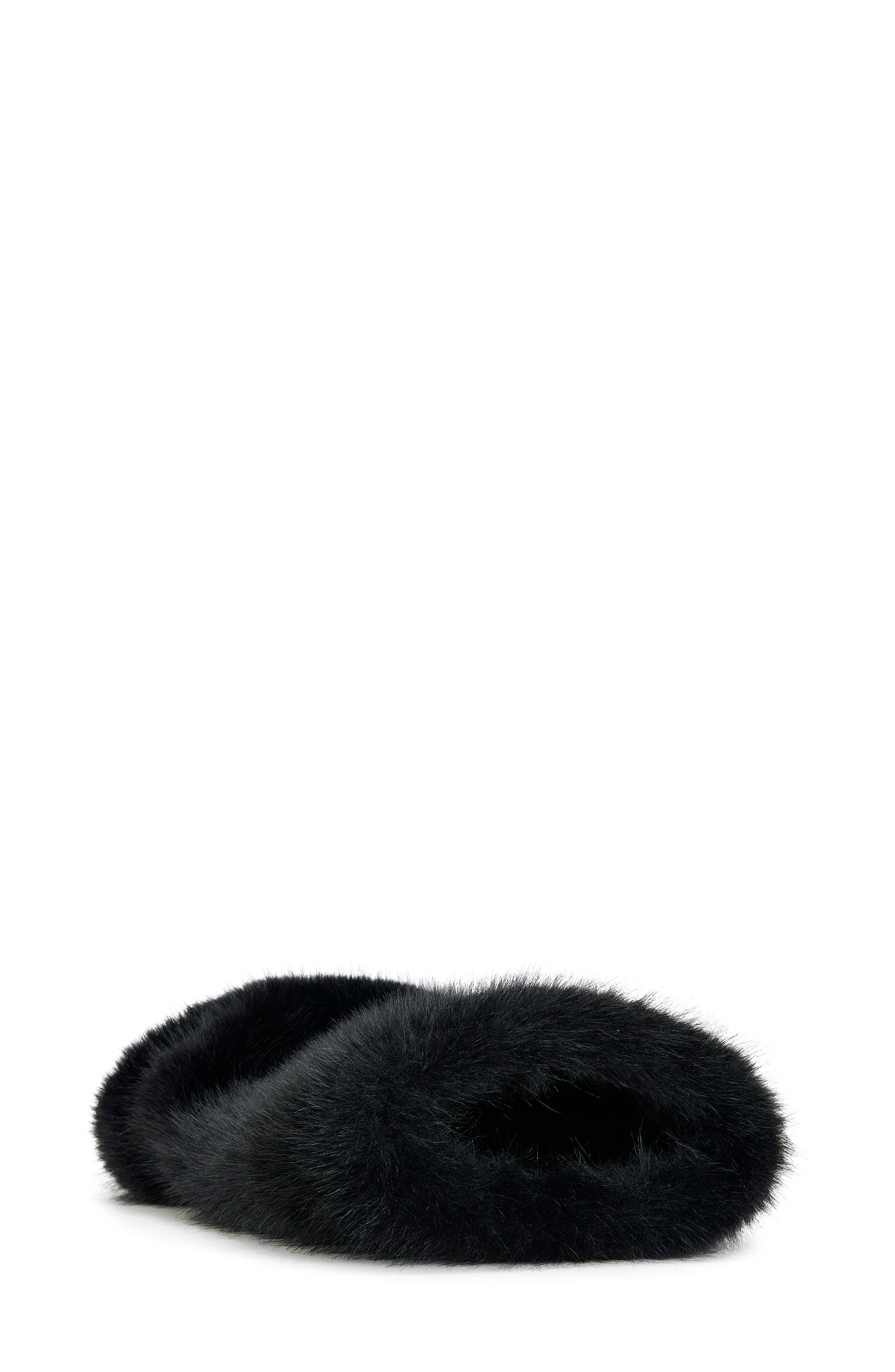 AZALEA WANG Lisboa Cuffed Faux Fur Bootie, Alternate, color, Black