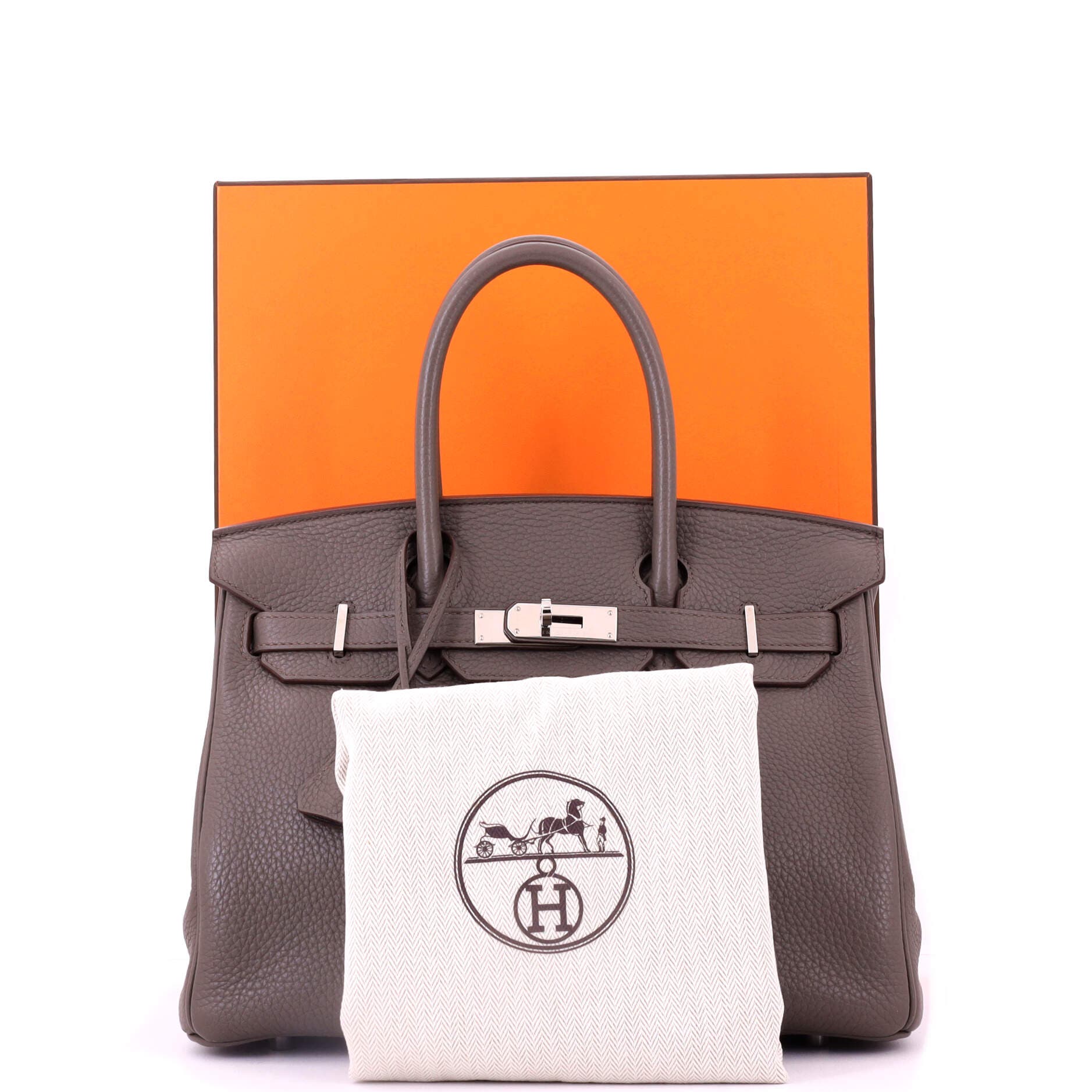 Pre-Owned Hermes Birkin Handbag Grey Clemence with Palladium Hardware 30, Alternate, color, 