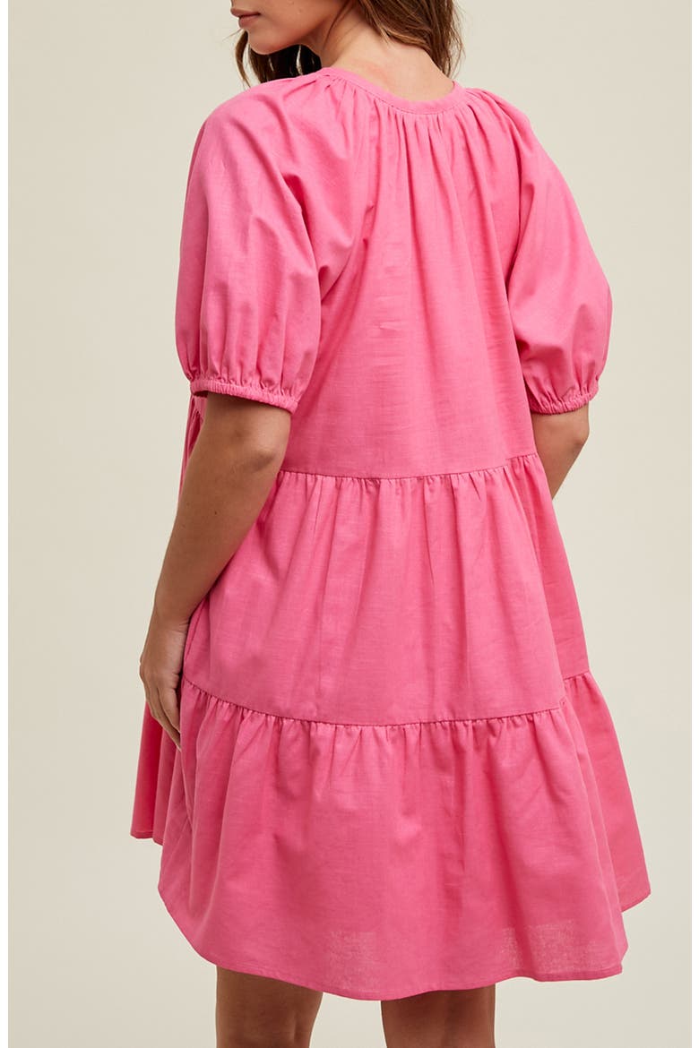 Button Front Tiered Dress, Alternate, color, PUNCH