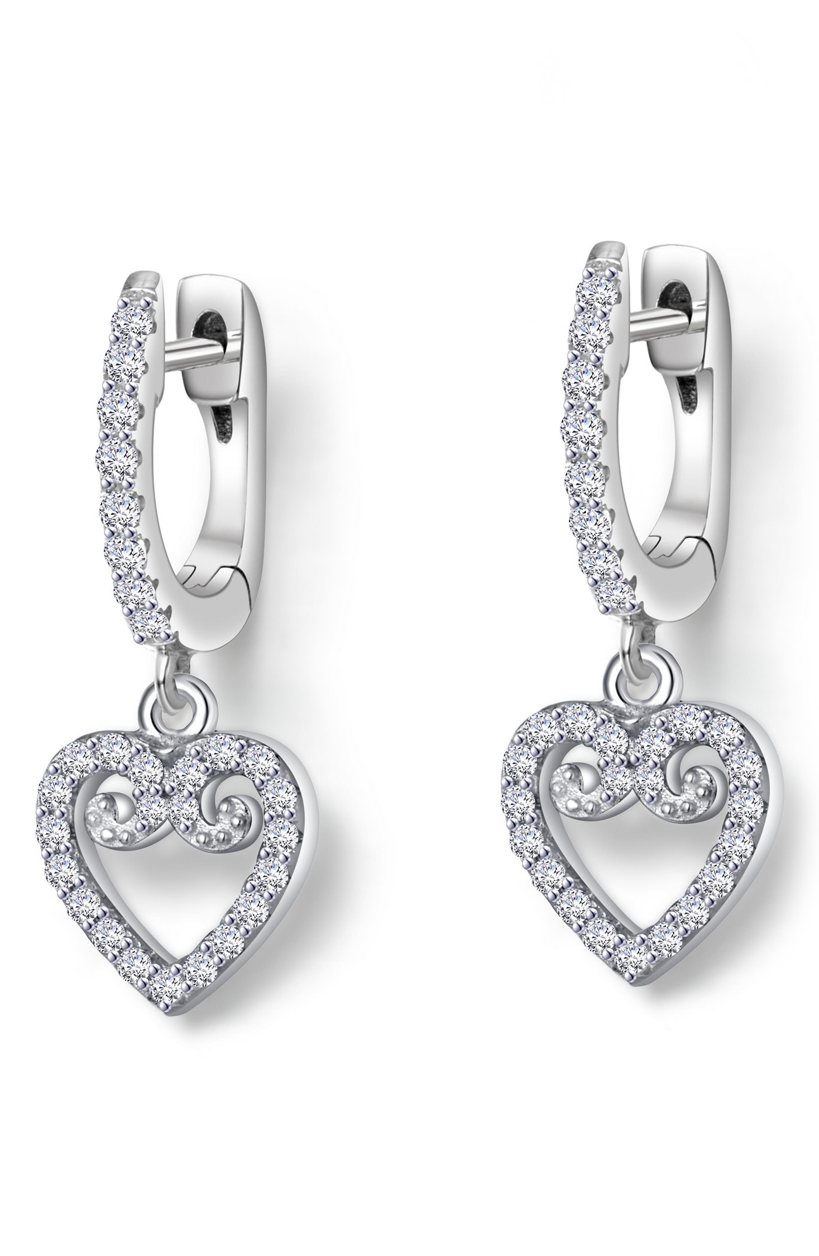 Lafonn Simulated Diamond Mini Open Heart Huggie Earrings