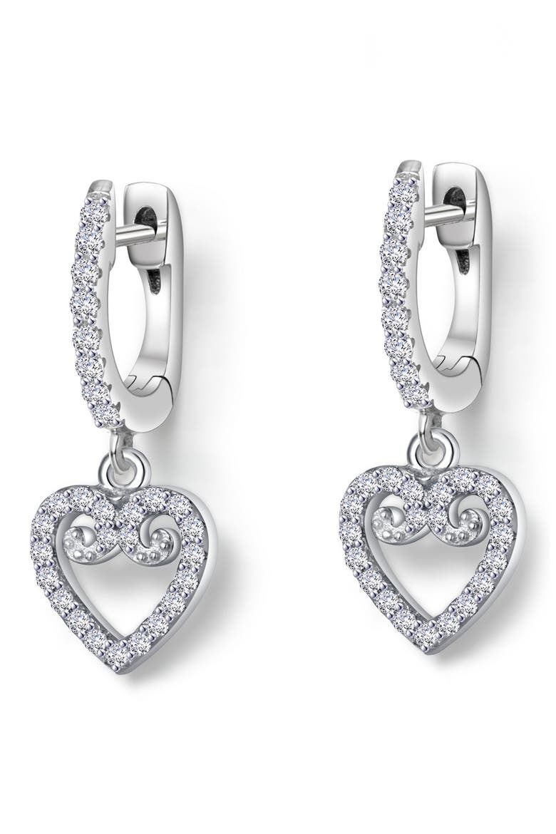 Simulated Diamond Mini Open Heart Huggie Earrings, Main, color, SILVER