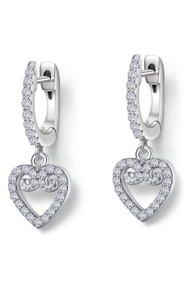 Lafonn Simulated Diamond Mini Open Heart Huggie Earrings, Main, color, 