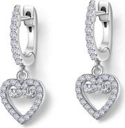 Lafonn Simulated Diamond Mini Open Heart Huggie Earrings