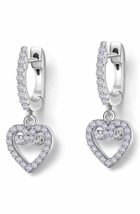 Lafonn Simulated Diamond Mini Open Heart Huggie Earrings