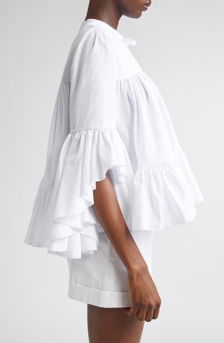 Giambattista Valli Tiered Ruffle Cotton Top, Alternate, color, Optical White
