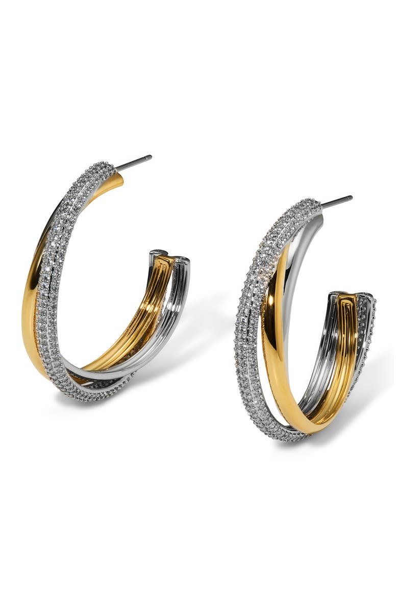Gemini Two-Tone Hoop Earrings, Main, color, GOLD