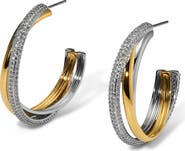 Nadri Gemini Two-Tone Hoop Earrings