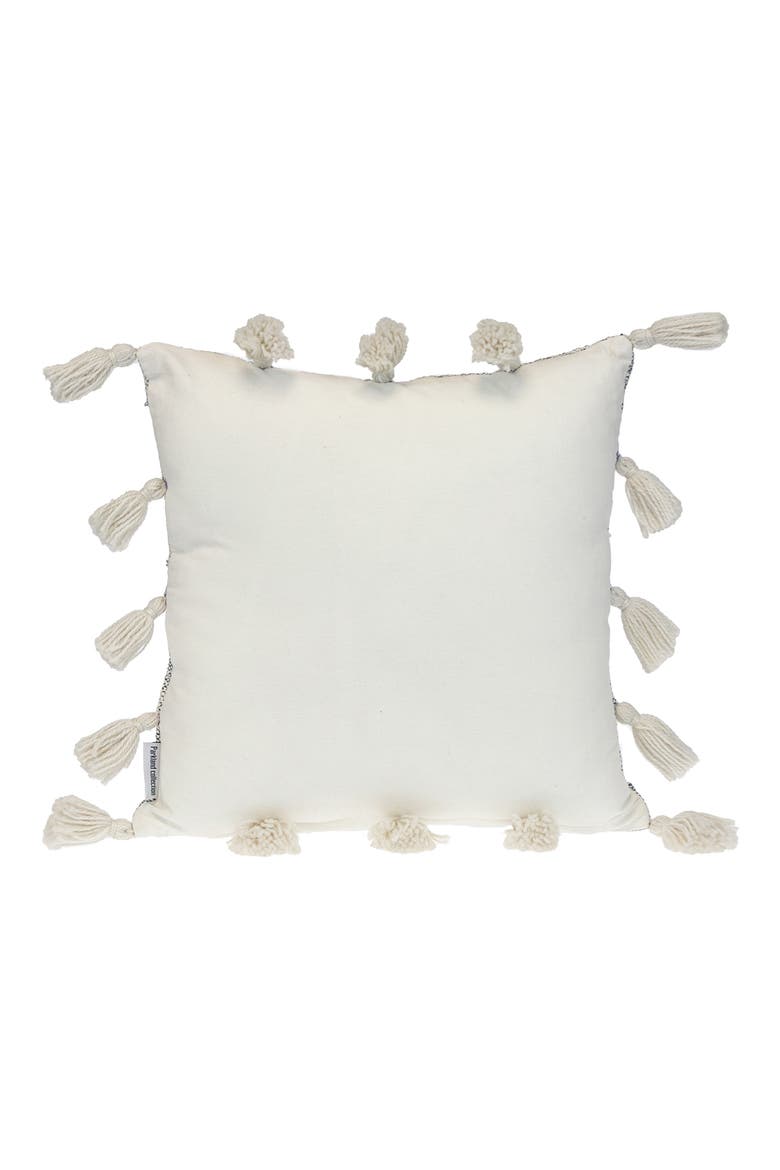 Tassel Trim Square Accent Pillow, Alternate, color, GREY