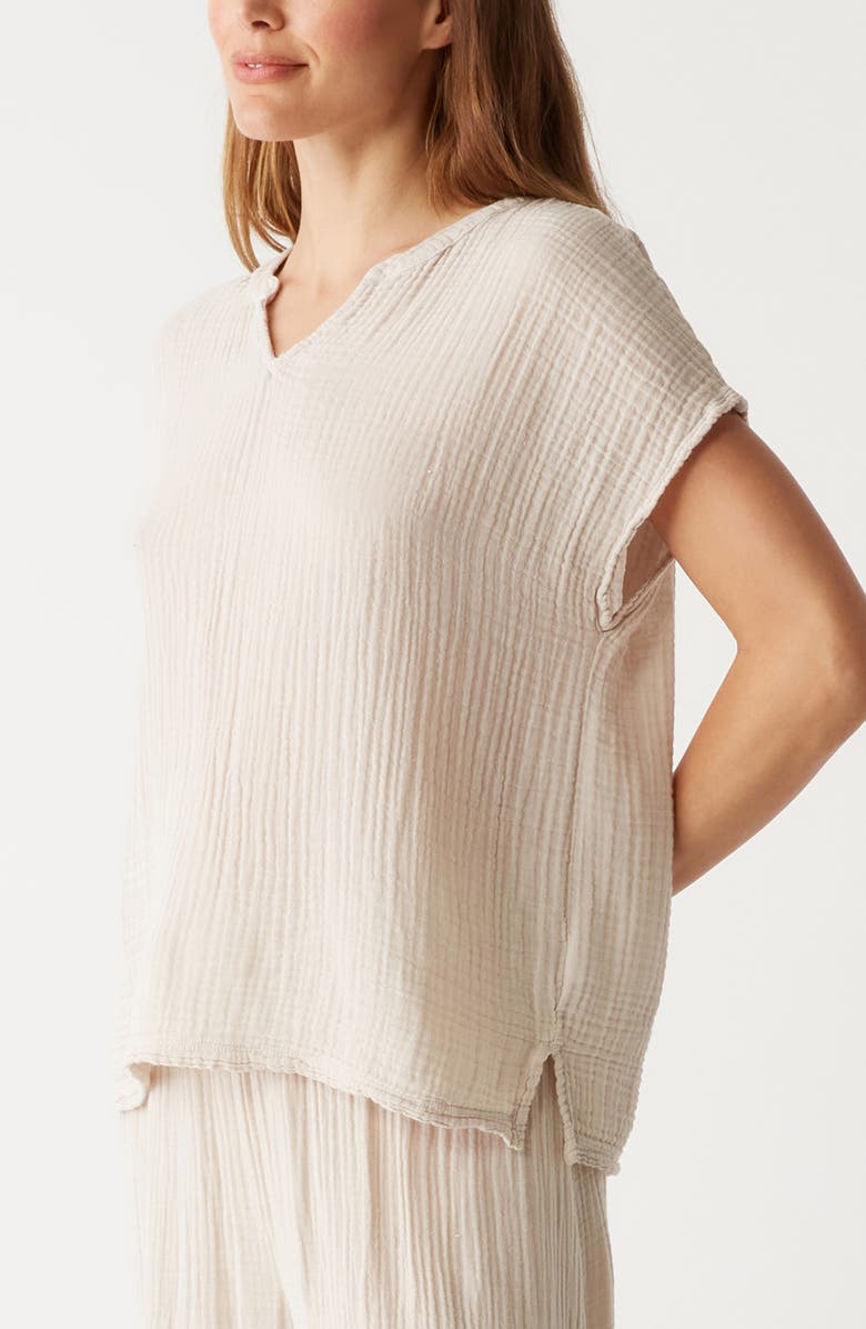 Michael Stars Naomi Split Neck Gauze Top, Alternate, color, Cement