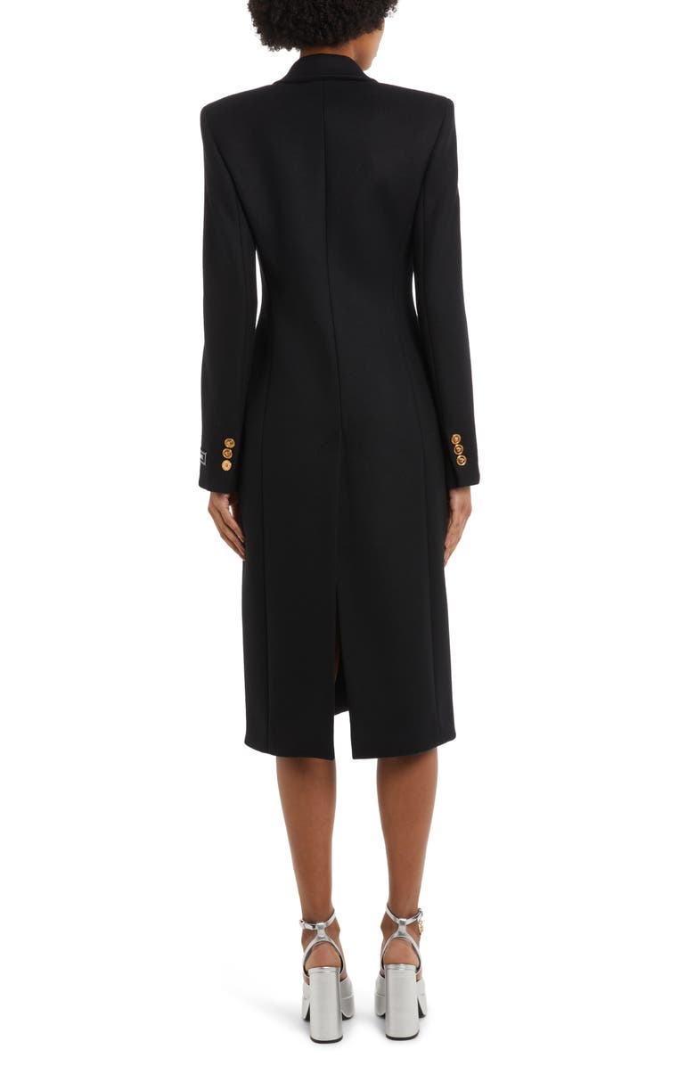 Versace Longline Wool Blend Peacoat, Alternate, color, 