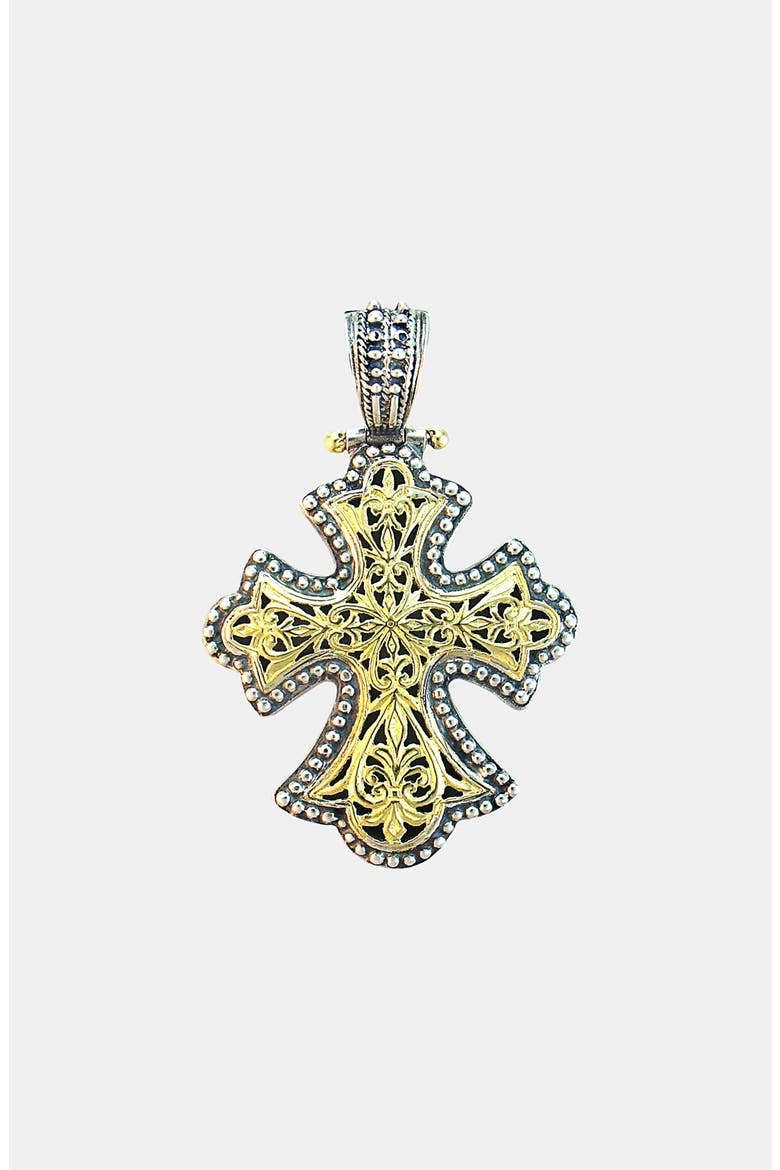 'Classics' Two-Tone Cross Pendant, Main, color, SILVER/ GOLD