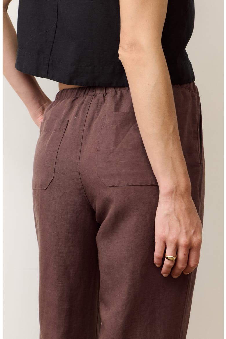 Linen Drawstring Pants, Alternate, color, CHOCOLATE