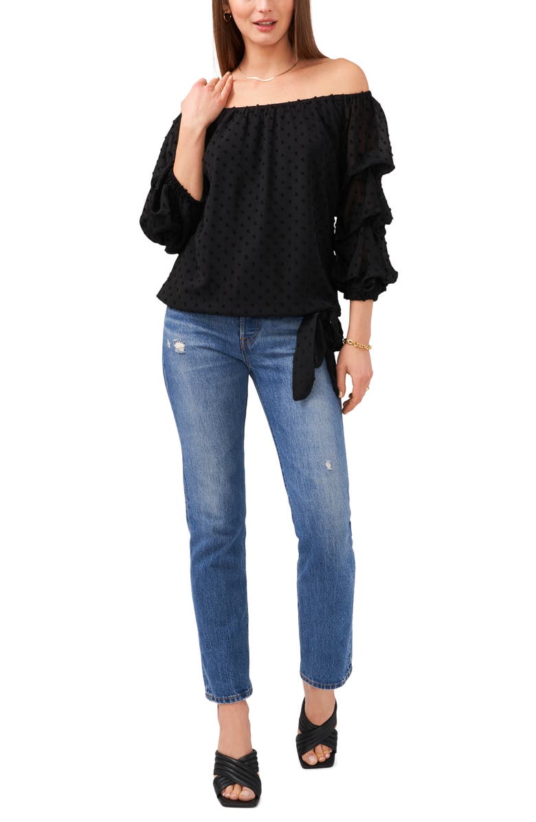 Vince Camuto Off the Shoulder Clip Dot Top, Alternate, color, 