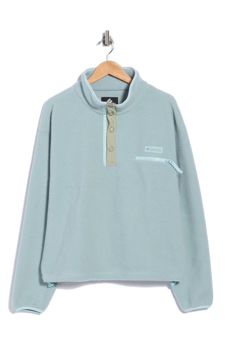 Helvetia II Cropped Half Snap High-Pile Fleece Pullover, Main, color, CRUSHED BLUE/ SAFARI