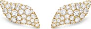 David Yurman Petite Pavé Flute Stud Earrings in 18K Yellow Gold with Diamonds