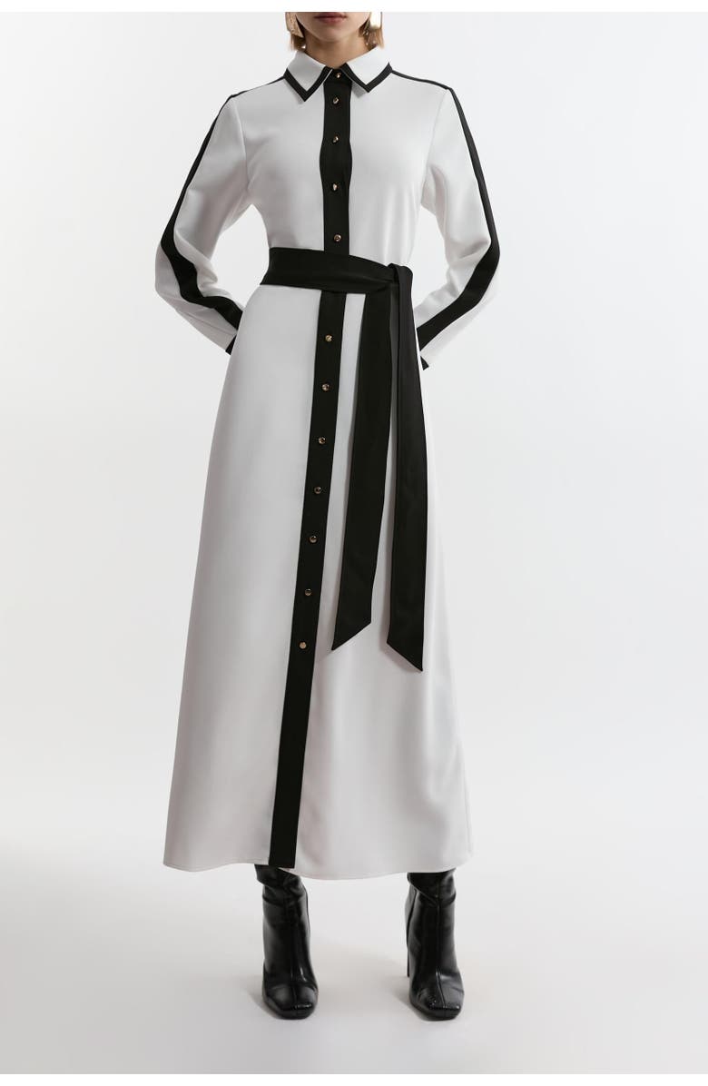 Karen Millen Petite Belted Midi Shirt Dress, Alternate, color, Ivory