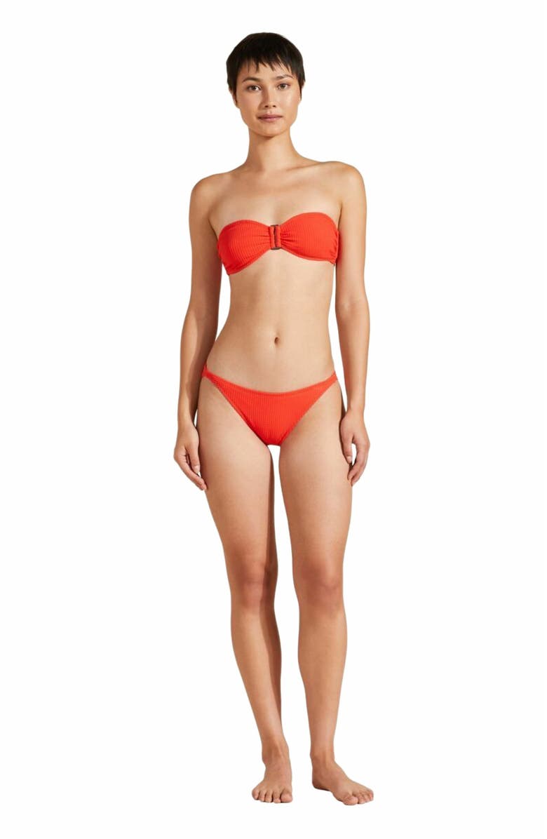 Vilebrequin Women's Jacquard Vichy Bikini Bottom, Main, color, Coquelicot