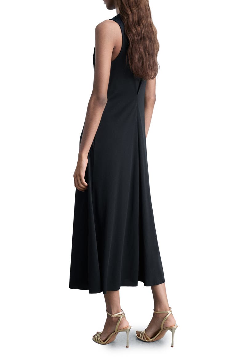 Pleated Sleeveless Knit Maxi Dress, Alternate, color, BLACK