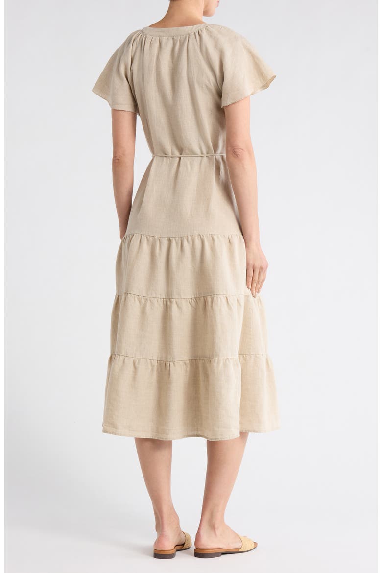 Coastalina Linen Tiered Shirtdress, Alternate, color, NATURAL