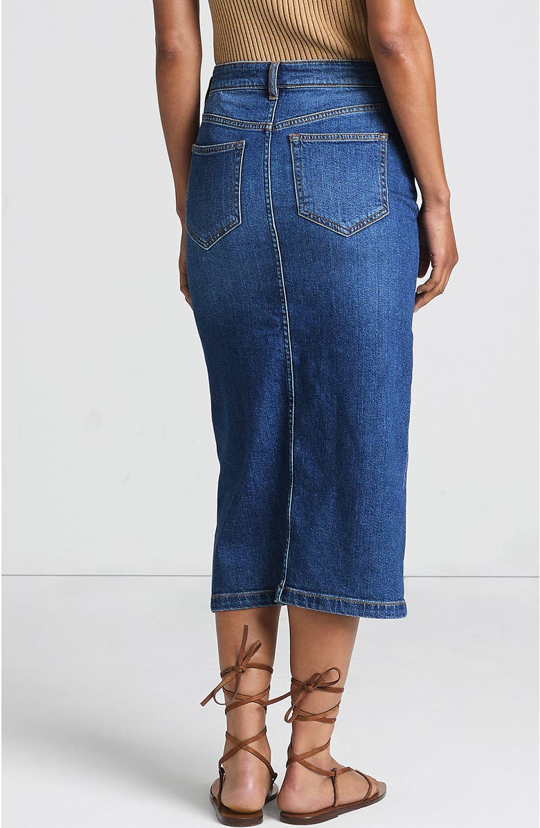 Lands' End Soft Denim Midi Column Skirt, Alternate, color, Indigo Tide Blue