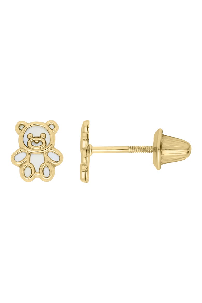 14K Gold Teddy Bear Stud Earrings, Alternate, color, GOLD