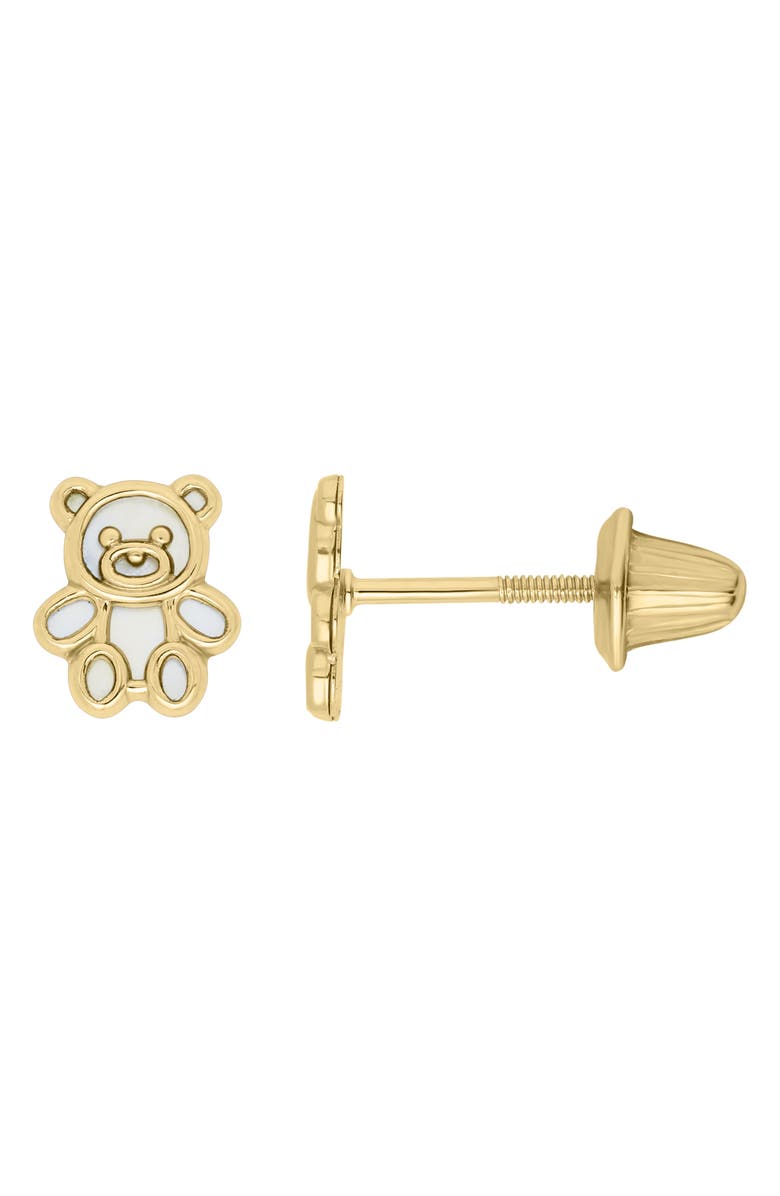 Mignonette 14K Gold Teddy Bear Stud Earrings, Alternate, color, Gold