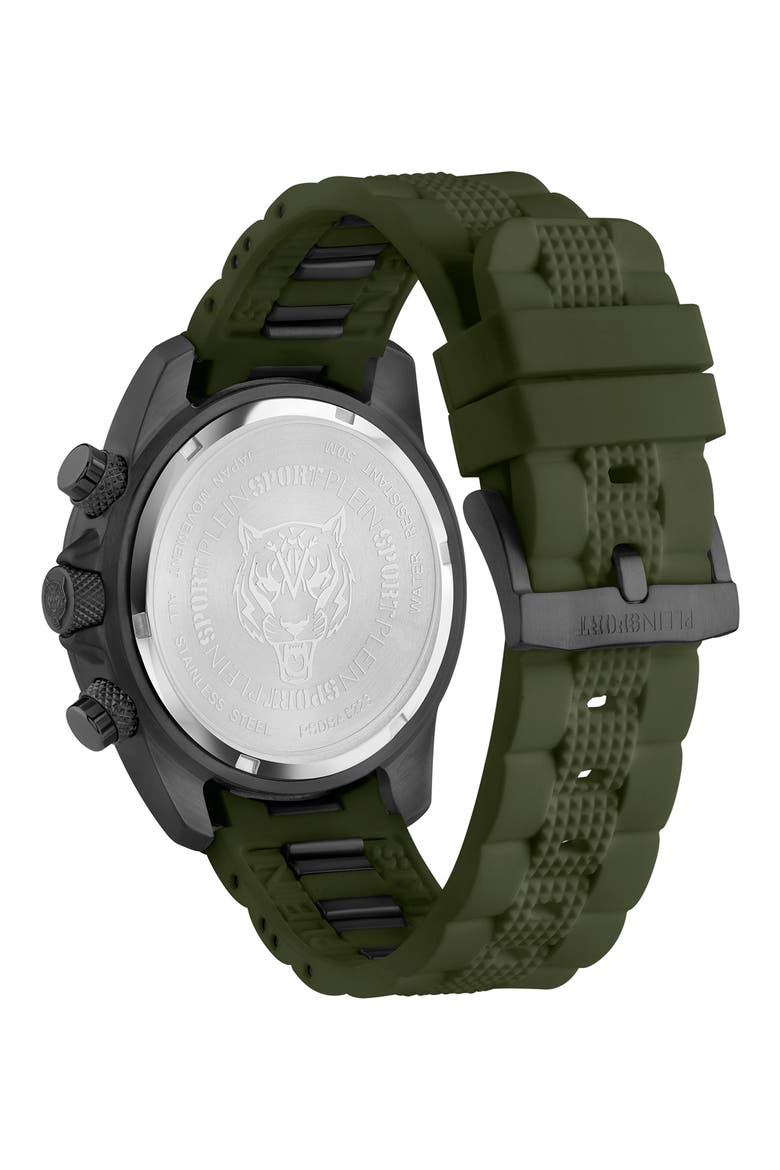 Hurricane Silicone Strap Watch, 44mm, Alternate, color, IP BLACK