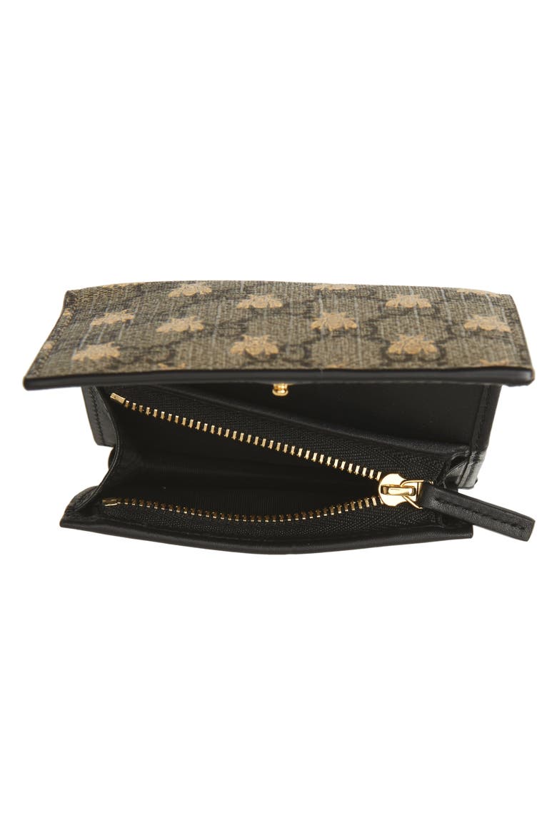 GG Supreme Bee Canvas Bifold Wallet, Alternate, color, BEIGE EBONY ORO/ NERO