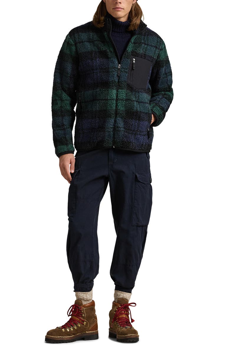Polo Ralph Lauren Plaid High Pile Fleece Full Zip Jacket, Alternate, color, Heritage Blackwatch