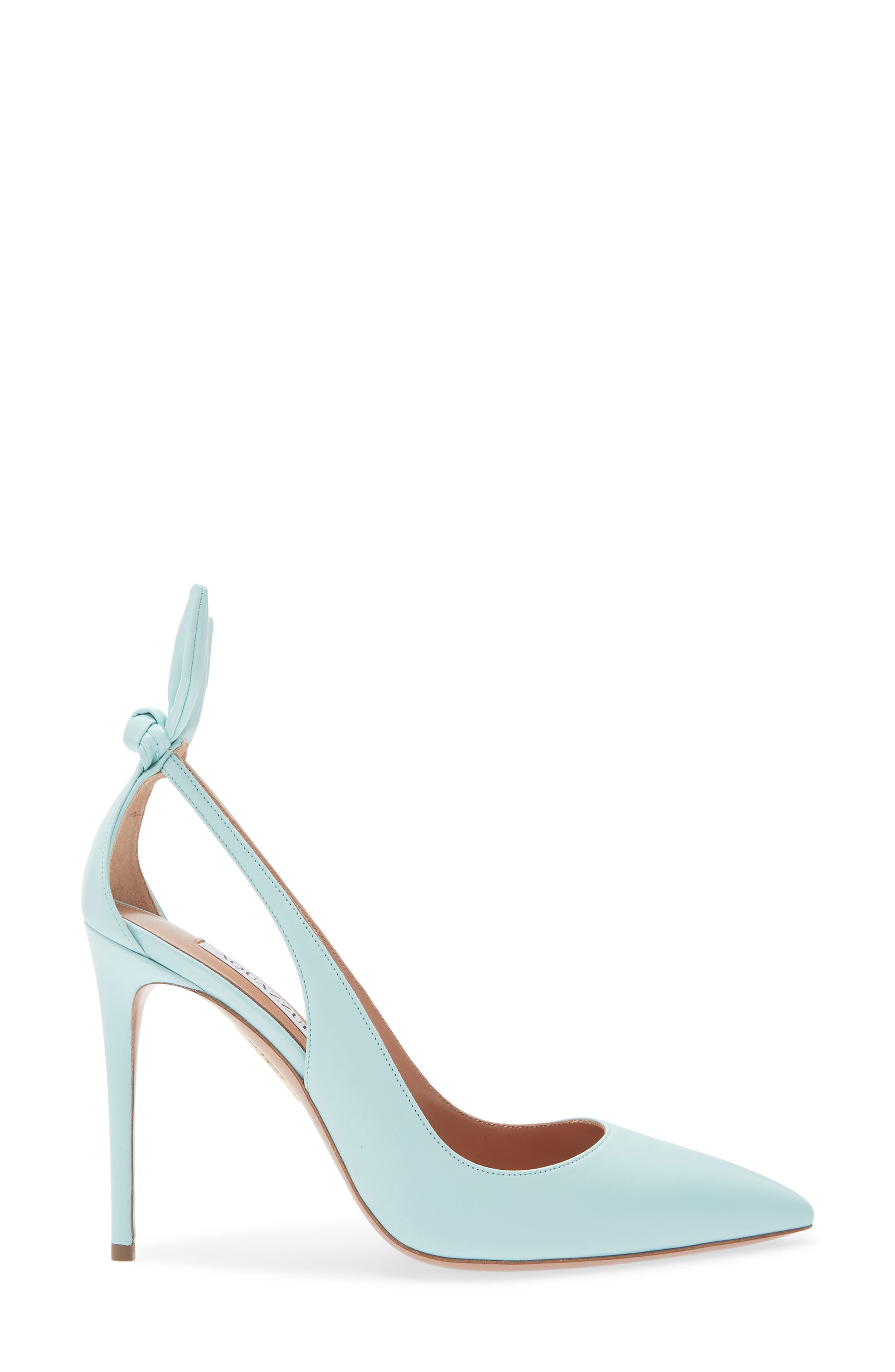 Aquazzura Bow Tie Pointed Toe Pump, Alternate, color, Seabreeze