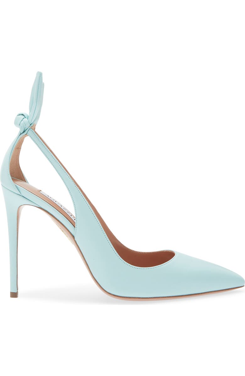 Aquazzura Bow Tie Pointed Toe Pump, Alternate, color, Seabreeze