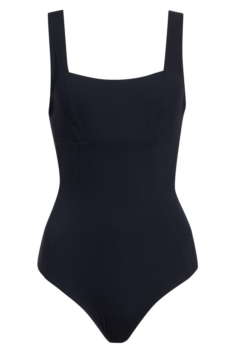 Square Neck One-Piece Swimsuit, Alternate, color, BLACK