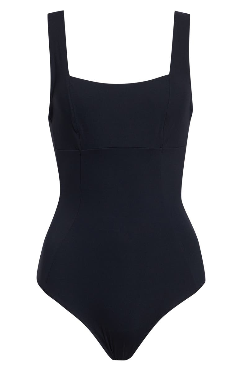 Max Mara Square Neck One-Piece Swimsuit, Main, color, Black